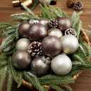 12 Pcs Neutral Textured Christmas Ball Ornaments 2.4 Inch Vintage Metallic Brown Maroon Gold Xmas Tree Ornament Shatterproof Rustic Distressed Xmas Baubles Antique Farmhouse Christmas Decor