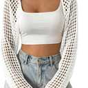 Women's Lightweight Crop Cardigan Crochet Knit Long Sleeve Bolero Shrug Sweater, Size XL