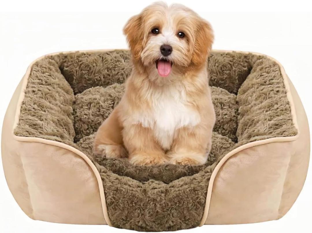 MeowMua Dog Bed for Small Medium Dogs, Cat Bed for Indoor Cats. Washable Orthopedic Dog Bed. Removable Sleeping Mat, Durable Pet Bed with Anti-Slip Bottom (Camel, Small), Size: 20.0"L x 19.0"W x 6.0"Th