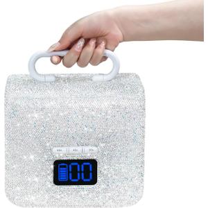 220W UV LED Nail Lamp, UV Light for Gel Nails, Wireless Rechargeable Professional Curing Lamp, with Portable Handle and Sparkly Rhinestones, LCD Display, Easy to Carry for Salon & Home