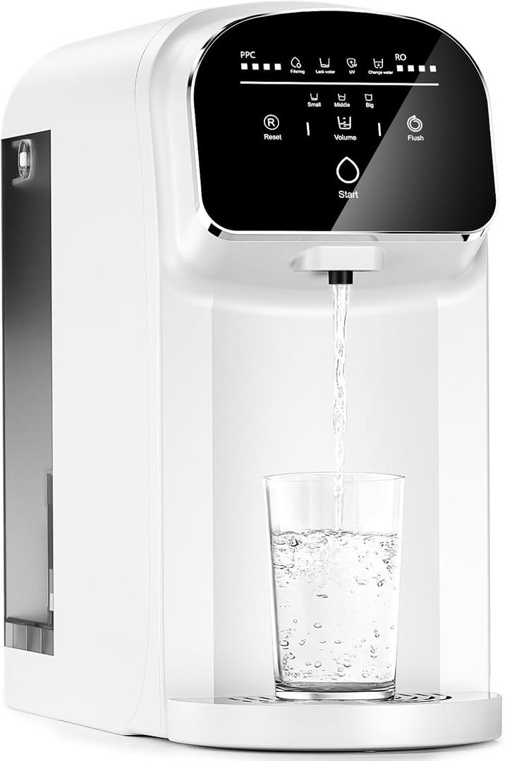 Aigerri Portable Countertop Reverse Osmosis Water Filter with UV, 5-Stage RO Filtration System, No Installation Needed, 5:1 Pure to Drain Ratio, Compact Water Purifier for Home, Office & RV