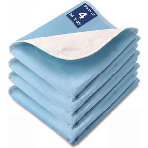Bed Pads Washable Waterproof, 34" x 36" (4 Pack) Incontinence Bed Pads, Waterproof Bed Pad & Pee Pad, Perfect for Kids, Adults, The Elderly and Pets