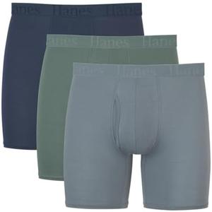 Hanes Originals Supersoft Boxer Briefs, Viscose from Bamboo Men's Underwear, Solids & Prints, 6 Pcs Size S