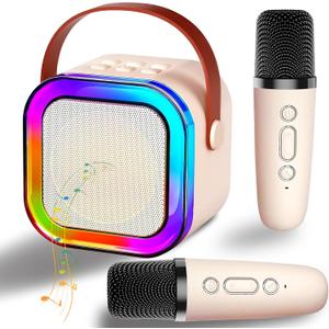 Mini Karaoke Machine for Kids, Karaoke Gifts for Girls Ages 3, 4, 5, 6, 7, 8, 9, 10, 12+Year Old, 3-12 Years Old Birthday Toy Easter Gift for Girls Boys for Karaoke Machine with 2 Wireless Microphones