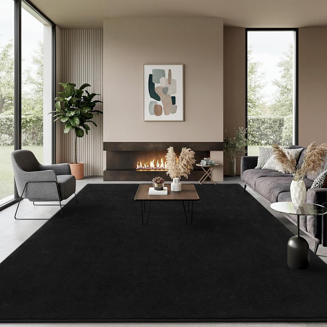 Soft Rugs for Living Room 5x7 Black, Minimalist Area Rug for Bedroom Nursery Dining Table Dorm, Throw Rugs for Men Boys Girls Kids Room Indoor Floor Carpets