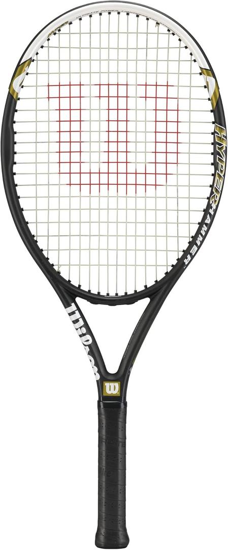 Wilson Hyper Hammer 5.3 Strung Tennis Racket (Black/White, 4 3/8)