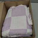 EMME Checkered Throw Blanket Cotton for Couch Soft Muslin Blankets 50"x60" Lightweight Breathable Cooling Soft All Season Gauze, Lavender