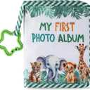 Baby's My First Family Album Soft Photo Cloth Book Jungle Safari Animals My First Book of Photos Baby Memory Album Gift Holds 4x6 Pictures for Babies Newborn Toddler & Kids Baby Shower