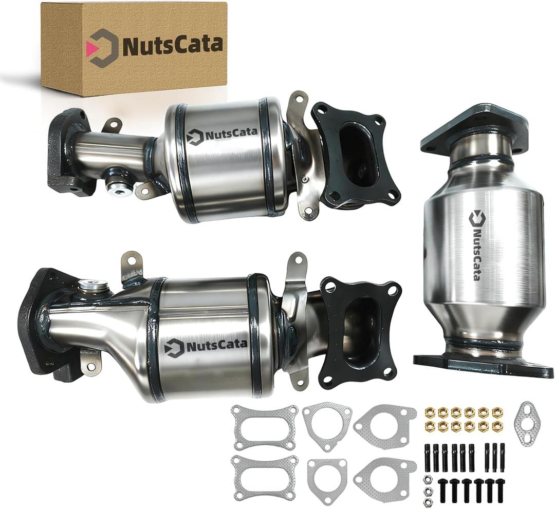 3PCS Catalytic Converter Compatible with 2008-2015 Honda Accord, Odyssey, Pilot, Ridgeline, Crosstour, Accord Crosstour, TL, TSX 3.5L V6 3-PCS EPA Compliant Replace OEM 16447 16643