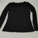 PALINDA Women's Ribbed Fitted Long Sleeve Shirts Basic Notch V Neck T Shirts Layering Tee Tops (Large, Black)