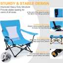 Joyfair Beach Camping Chair (2 Pack), Outdoor Folding Lawn Chair for Adults, Heavy Duty Portable Chair with Armrest for Outside Fishing, Sport, Patio, Cup Holder & Storage Pocket, Carry Bag (Blue)