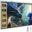 YODOLLA 120 inch Projector Screen Motorized,4:3 HD Retractable Electric Projector Screen 4K 3D Wall Mounted Ceiling Automatic Projection Screen Drop Down with Remote Movie Screen for Indoor Outdoor