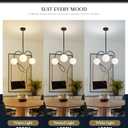 Ecoillumix Modern Black Chandelier, 3 Light Mid Century Sputnik Chandeliers, Dining Room Chandeliers with Milk Glass Globe Shade, Globe Chandelier for Dining Room, Living Room, Bedroom, Foyer,Kitchen