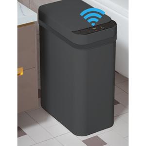 Yatmung 4 Gallons Bathroom Waste Can Automatic Touchless - 15.5 Liters Smart Waste Can Motion Sensor - Narrow, Plastic - Slim Electric Bin - Skinny Waste Can with Lid (Matte Black)