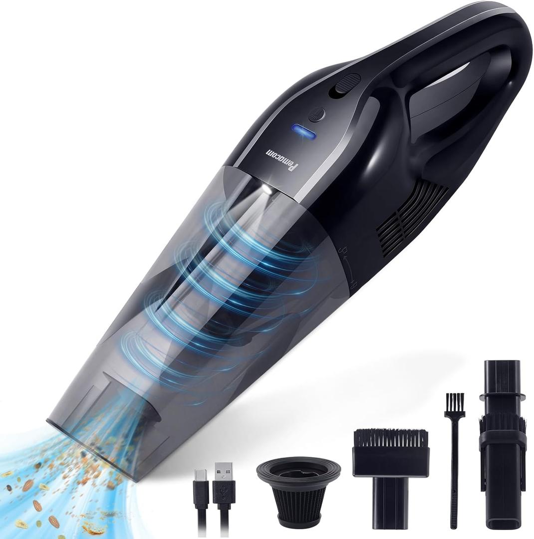 Portable Handheld Vacuum Cordless  10,000Pa Suction Power, Lightweight 1.8 lbs, Washable HEPA Filter, LED Light, Quiet, 800ml Dustbin, Perfect for Home