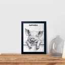 Orvannaatr Minimalist Bathroom Wall Decor, Happy Pig Wall Art in Picture Frames, Hilarious, Fun Bathroom Animal Art, Black and White Canvas Prints can be Hung Directly - Frame, 8 "x 10