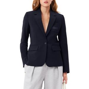 Lacoste Women's Embroidered Logo Wool Blend Blazer, Dark Navy, 2