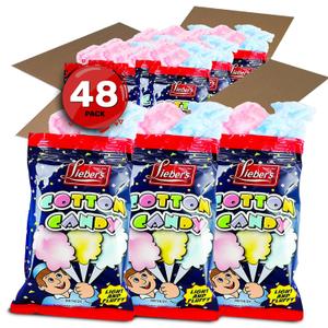 Lieber's Cotton Candy, Red & Blue, 48 Pack of 0.8 Ounce Bags, Kosher (EXP 04/09/27)