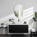 16 x 20 Glass Oval Bathroom Mirror for Over Sink, Frameless Small Oval Wall Mirror for Bathroom, Vanity, Bedroom, Living Room, Entryway, Home Wall Decor, 2-Sided Adhesive Tapes Include