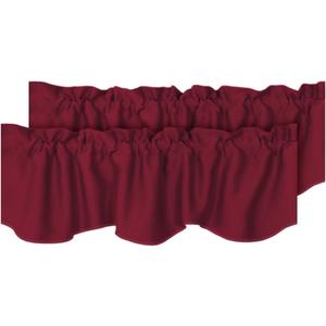 H.VERSAILTEX 2 Panels Christmas Blackout Curtain Valances for Kitchen Windows/Living Room/Bathroom Privacy Protection Rod Pocket Scalloped Window Valance Curtains, 52" W x 18" L, Burgundy
