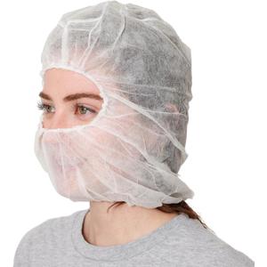 Polypropylene Hood, Disposable Catering Bonnets, Hairnet & Beard Cover Combo for Work, Food Service - Blue/White (One Size)
