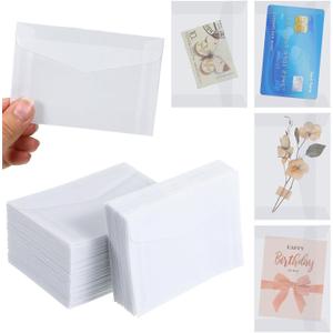 150 PCS Glassine Envelopes 4.5  3.2" Translucent Envelope for Stamps, Clear Envelopes Self Sealing Mini Envelope for Seeds Stamp Coin Collecting Lottery Ticket Card