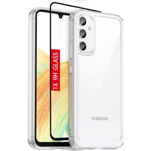 for Samsung A34 5G Case, Samsung Galaxy A34 5G Case, with [Tempered Glass Screen Protector][Built-in 4 Airbags][Not-Yellowing] Military-Grade Shockproof Protective Phone Case for Galaxy A34 5G, Clear