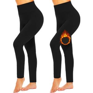 FULLSOFT Buttery Soft Leggings for Women - High Waisted Tummy Control No See Through Workout Yoga Cycling Tights Pants (Small-Medium, 02-black 2 Pack (Fleece Lined))