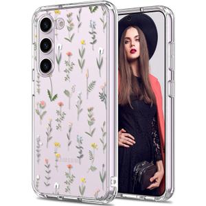 ICEDIO for Samsung Galaxy S23 Case, Slim Fit Crystal Clear Cover with Fashion Designs for Girls Women, Durable Rugged Protective Phone Case 6.1" Cute Flower Garden