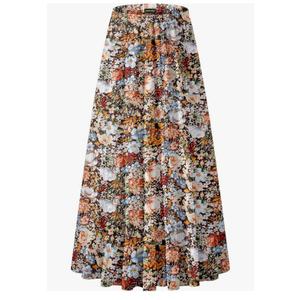 Women's Chiffon Elastic High Waist Pleated A-Line Flared Maxi Skirts, Size: M