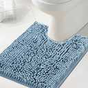 H.VERSAILTEX Toilet Mat U Shaped Bathroom Rugs Bath Mats for Bathroom Non Slip Luxury Chenille Bath Mat U Shape 20x24 Extra Soft and Absorbent Shaggy Rugs Washable Dry Fast - Cool Blue