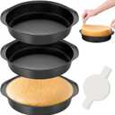 AltarreT 8 Inch Round Cake Pan with Handle, 3PCS Nonstick Cake Pans with 100 PCS Parchment Paper