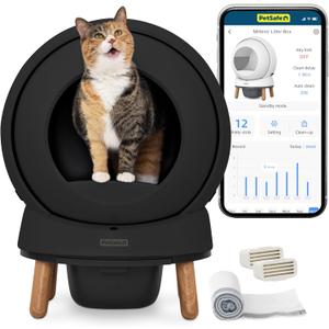 PetSafe ScoopFree SmartSpin Self-Cleaning Cat Litter Box, Black Advanced Odor Control, App Controlled with Health Monitoring, Works with Any Litter, Up to 2 Weeks of Hands-Free Cleaning