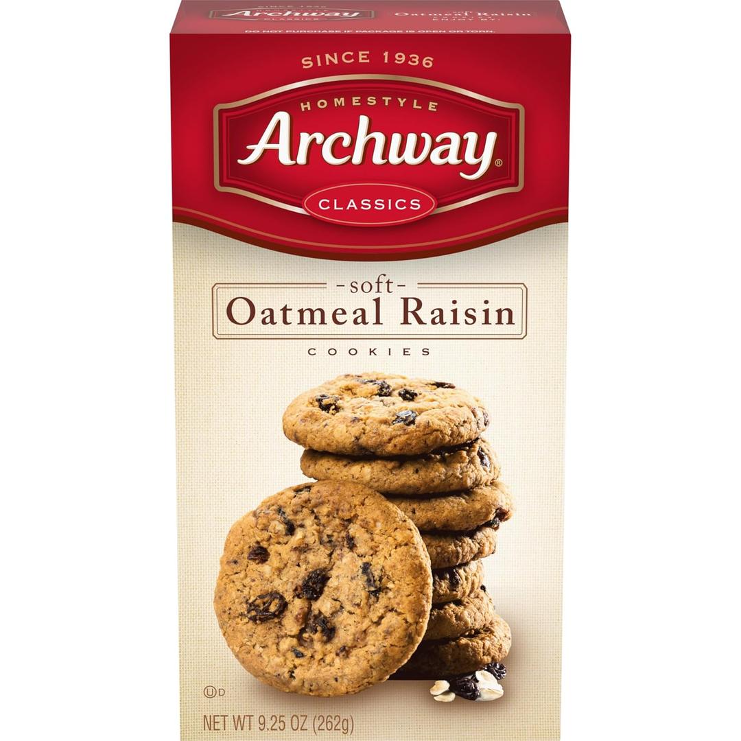 Archway Cookies, Classic Soft Oatmeal Raisin Cookies, 9.25 Oz (EXP 08/15/26)