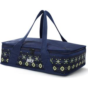 MIER Insulated Casserole Carrier for Hot or Cold Food Thermal Food Carrier Bag for Lasagna Potluck Parties Picnic Cookouts, Fits 9"x13" Baking Dish/Foil Pan, Deep Blue (16 x 10 x 4 Inches)