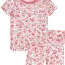pureborn Baby Toddler Kids Viscose from Bamboo Pajamas Set Pjs 2pcs 18M-8Y (12-18 Months, Ss-pink Floral)
