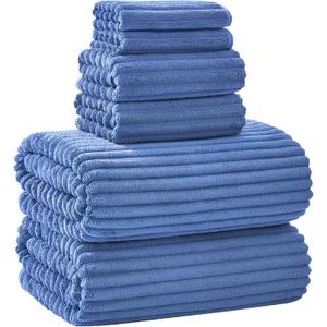 Extra Large Bath Towel Set of 6 (40"x80"),Oversized Bath Sheet Super Soft Highly Absorbent Microfibers Quick Dry Luxury Shower Towel for Bathroom Spa Gym Hotel Yoga(Blue, 6Piece)