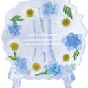 Nurse Appreciation Gifts for Women Resin Floral Keepsake Plate Decor with Pressed Real Flowers (Blue & White) Nurses Week Gifts & Thank You Gift for Nurse Female