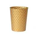 Small Metal Trash Can Wastebasket, Decorative Honeycomb Garbage Can Waste Basket, Modern Farmhouse Round Trash Bin for Bathroom, Bedroom, Kitchen and Office (Gold)