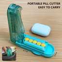 Johnbee Pill Cutter Splitter for Small and Tiny Pills, Larger Pills. Adjustable Pill Splitter Accurately Cuts Multiple Pills at Once. Sharp Blade with Safety Guard. Non-Slip Silicone Edge (Lake Blue)