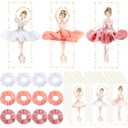 48 Pcs Ballerina Party Favors Ballet Hair Accessories 24 Pcs Pink Scrunchies Bulk 24 Ballerina Thank You Cards Ballet Birthday Party Decorations Hair Ties Kits for Women Dance Recital Gifts