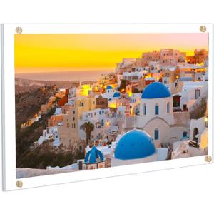 Kalami 8.5x14 Acrylic Wall Mount Picture Frame Self Adhesive, No Drill Floating Frameless Clear Photo Frame for Artwork Diploma Certificate or Large Size Document Display-Full Frame is 9x15