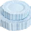 DaYammi 60Pcs Blue Plastic Plates - Light Blue Pates Disposable & Reusable - Heavy Duty Plastic Plates for Party Including 30 Dinner Plate,30 Dessert Plate for Weddings, Birthdays, Dinner Parties