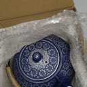 Juvale Japanese Cast Iron Teapot with Infuser & Stovetop Tea Kettle - 34 oz, Blue - Heat Retention, Removable Lid & Fold-Down Handle