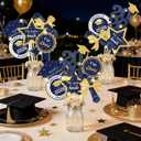 3 x Graduation Party Centerpieces Decorations for Tables Class of 2026 - Glitter Navy Blue and Gold Graduation Table Centerpieces Sticks with LED String for Grad Party Decor Supply 30 Pack