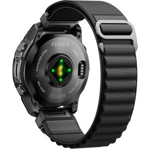 Alpine Loop Nylon Watch Band Compatible with Garmin Fenix 5X / 6X / 7X / 8 51mm, Quickfit 26mm Rugged Watch Bands for Garmin Fenix 8 Pro 51mm / 7X Pro / 6X Pro / 5X Plus, for Fenix 3, Tactix Delta