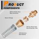 3/8” Hose x 1/2” Male Connector with Spring Guard, 4 Pack Brass DOT Air Brake Hose End Fitting with 8 Pack 3/8”Sleeve Tube