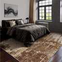 6x9 Area Rugs - Modern Abstract Washable Rug, Ultra Soft Non Slip Low Pile Large Rugs for Living Room, Floor Carpet for Bedroom Dining Room Office Laundry Nursery Home(A-Brown)