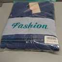 MASCOMODA Womens Sweaters Fall 2025 Oversized Striped Sweater Long Sleeve Polo V Neck Loose Side Slit Knitted Tunic Tops (Blue, XL)