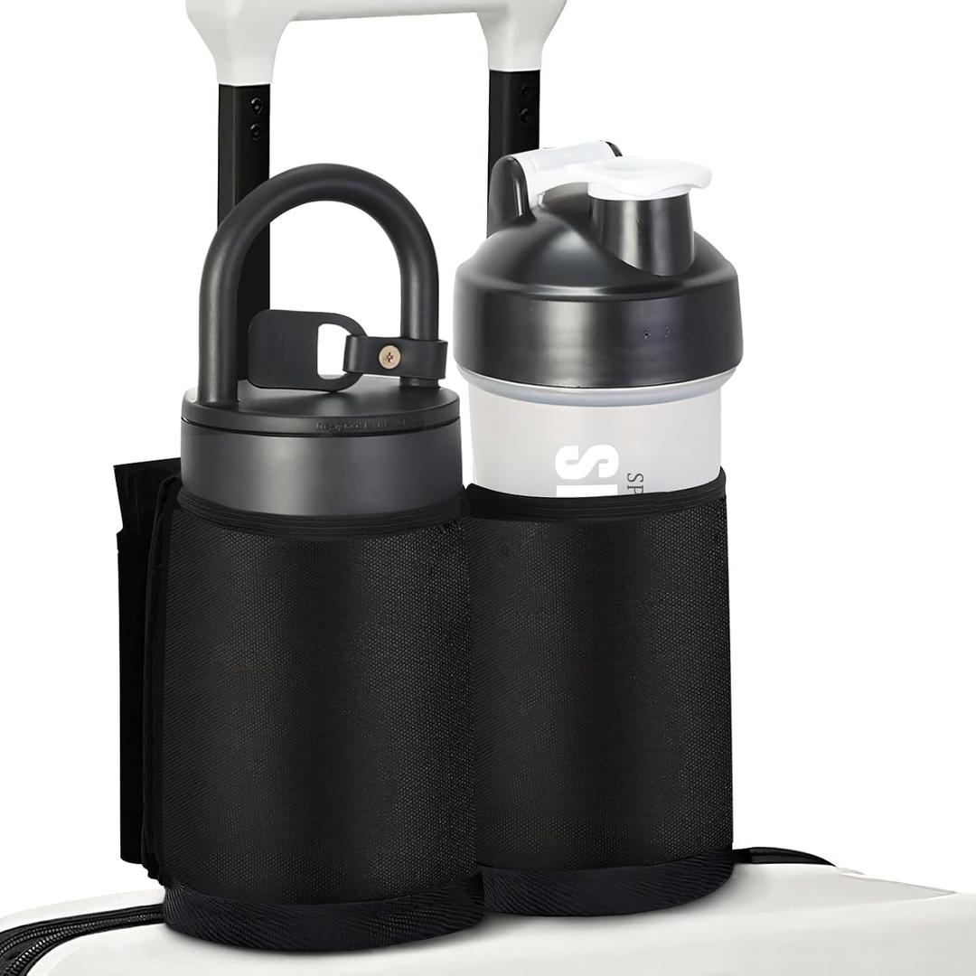 2 x Luggage Travel Cup Holder for Suitcases Free Hands, Travel Accessories, Carry on Beverage Cup Holder Attachment, Luggage Cup Caddy Gifts for Flight Attendants, Business, Travelers, Black